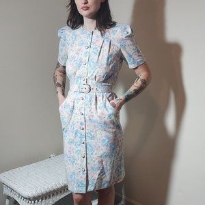 Unique Vintage Peri Petites Floral Secretary Dress With Pockets Size 6